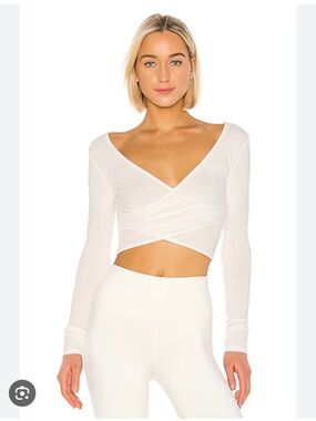 ALO Yoga Amelia Cream Wrap Crop Top